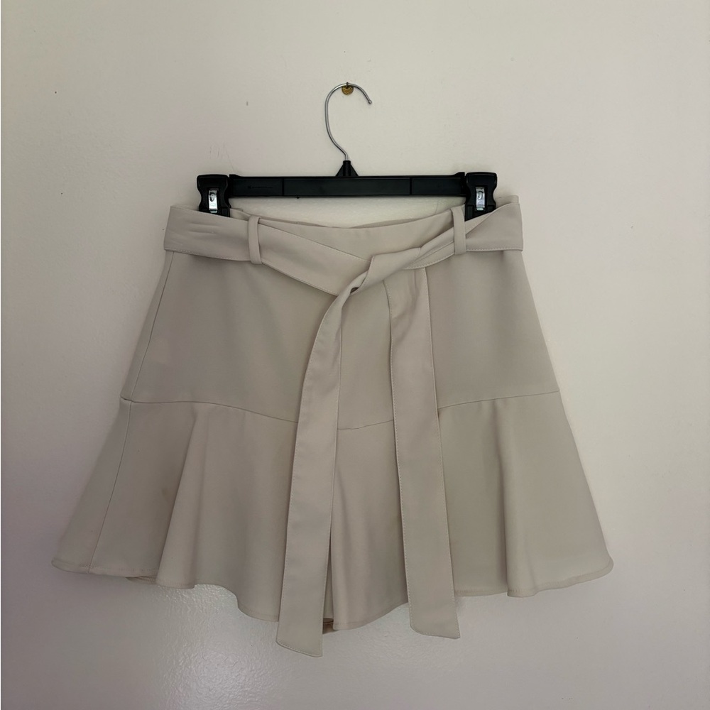 Zara Cream A-Line Skirt with Belt